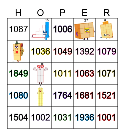 Number blocks Bingo Card