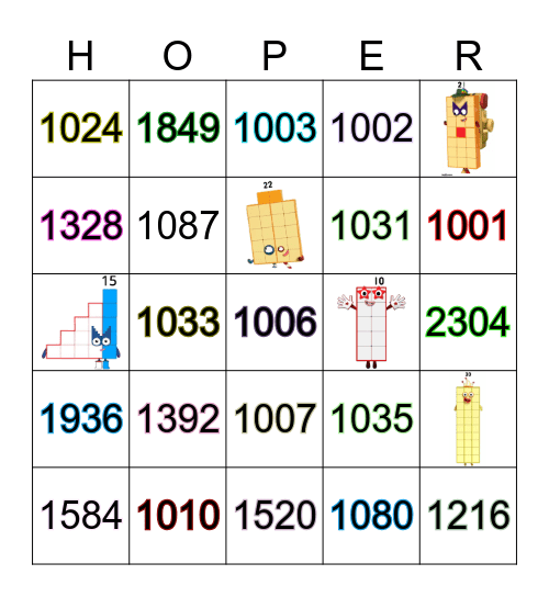 Number blocks Bingo Card