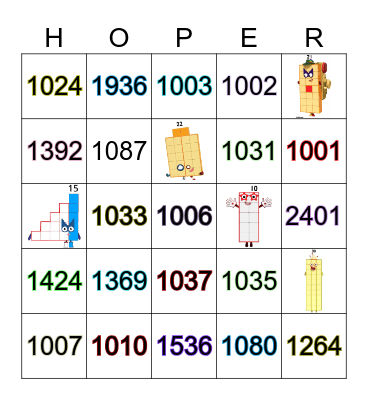 Number blocks Bingo Card