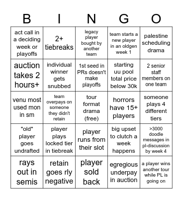 PL X HYPE Bingo Card