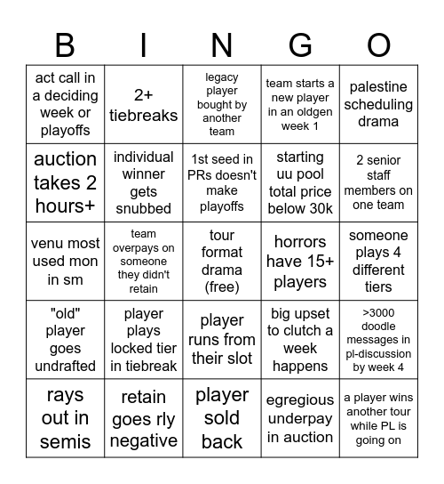 PL X HYPE Bingo Card