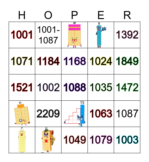 Number blocks Bingo Card