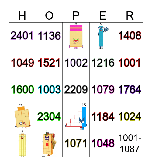 Number blocks Bingo Card
