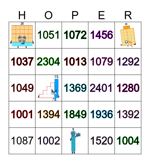 Number blocks Bingo Card