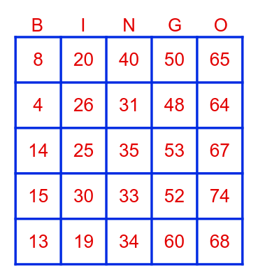 Buffalo Run Round 7 Bingo Card