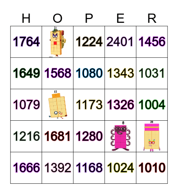 Number blocks Bingo Card