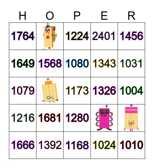 Number blocks Bingo Card