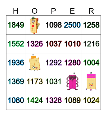 Number blocks Bingo Card