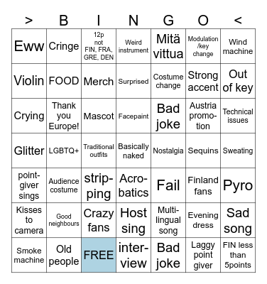 Korvfisk ESC FINALS bingo Card