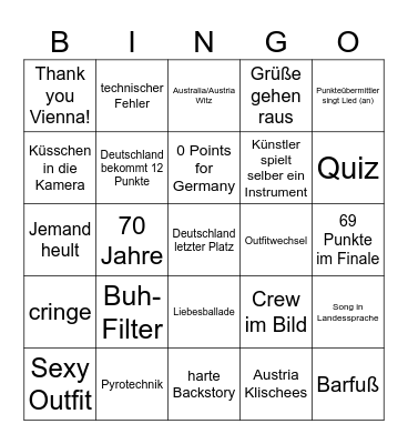 ESC Bingo Card