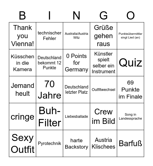 ESC Bingo Card
