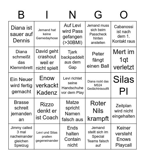 Gameday vs Wolfsburg Bingo Card