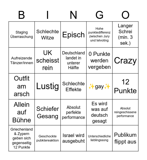 Esc Bingo Card