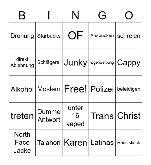 Youtube Bingo Card