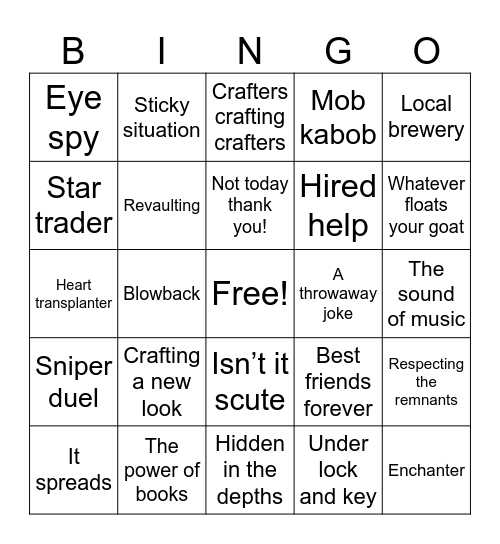 Minecraft advancements Bingo Card