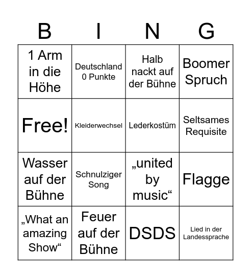 ESC Bingo Card