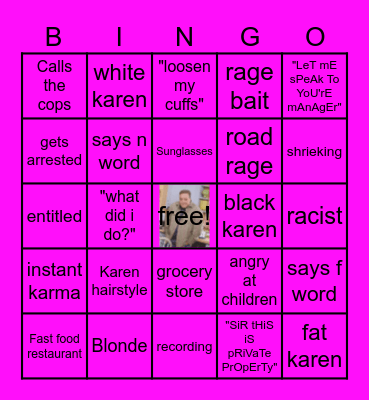 Karen Bingo Card