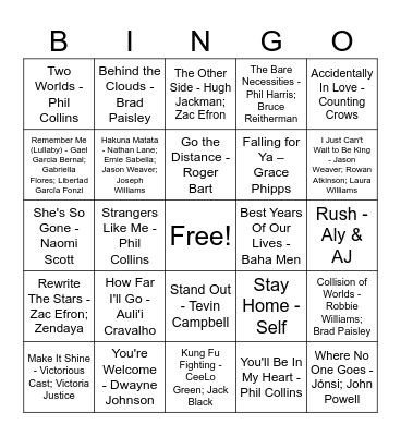 Film Family Mix Bingo Card