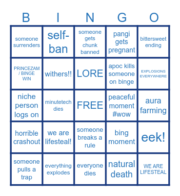 FINALE  !! Bingo Card
