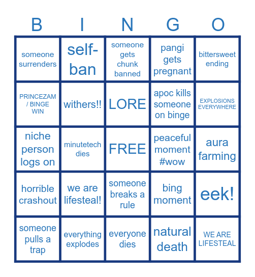 FINALE  !! Bingo Card