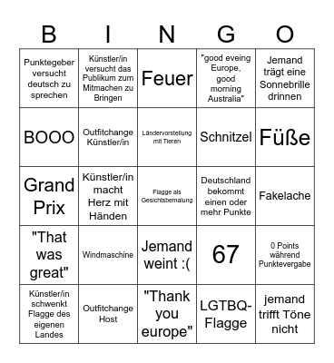 ESC Bingo Card