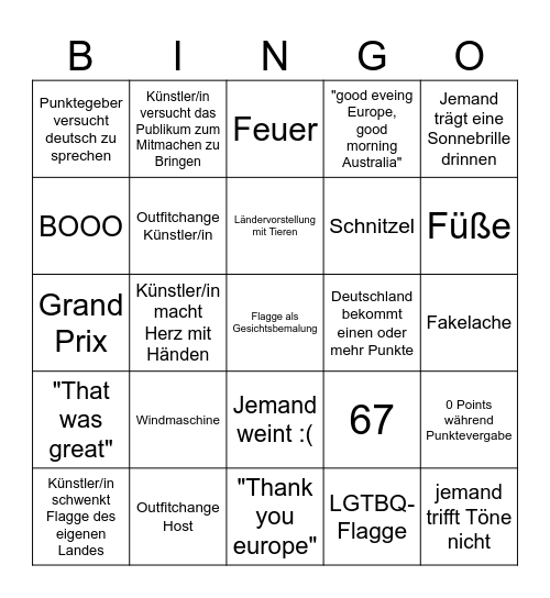 ESC Bingo Card