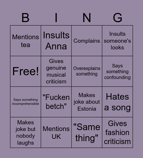 Mayhem @ Eurovision 2026 Bingo Card