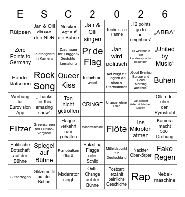 Ultimatives Eurovision Song Contest 2026 Bingo ORF Bingo Card