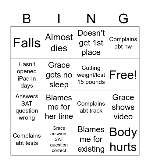 Grace Bingo Card