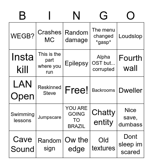 MC HORROR SPOOKY Bingo Card