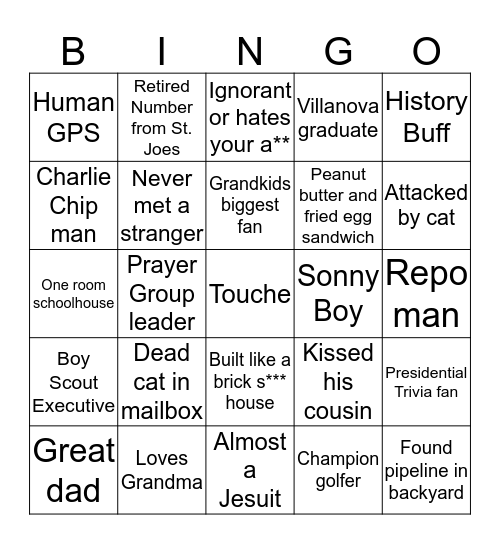 Pop Bingo Card