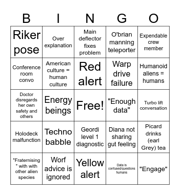 Star Trek TNG Bingo Card