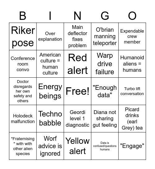 Star Trek TNG Bingo Card