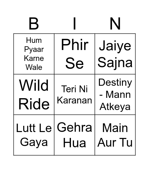 Dhurandhar Bingo Card