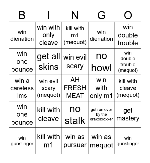 pursuer bingo Card