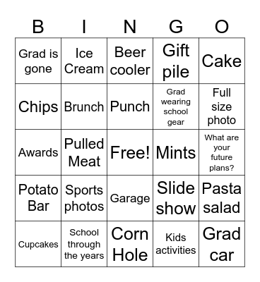 Graduation Bingo Card
