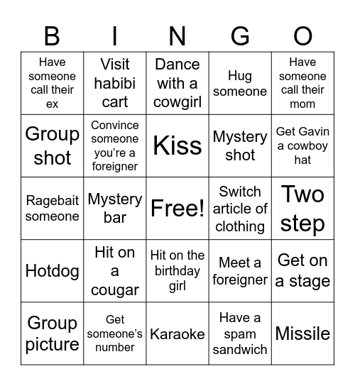 Nashville Bingo Card