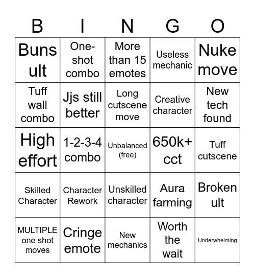 Untitled Bingo Card