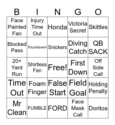 SUPERBOWL 51 BINGO Card