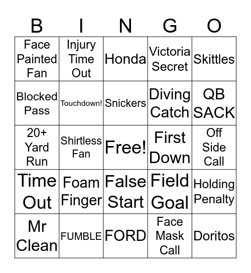 SUPERBOWL 51 BINGO Card