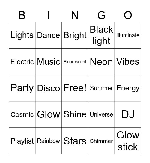 GLOW DAY BINGO Card
