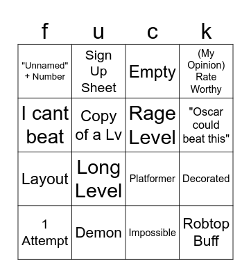 GD RECENT TAB Bingo Card