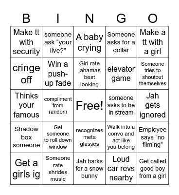 IRL Bingo Card
