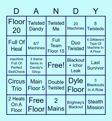 DANDY'S WORLD RUN Bingo Card