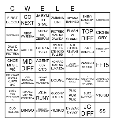 DUO CHALLANGE EUW LOL Bingo Card