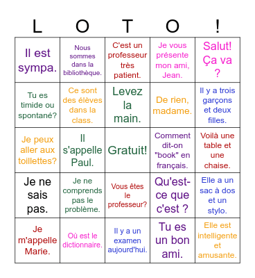 1A Unit 1 Bingo Card