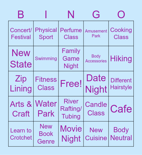 25 & FUN Bingo Card