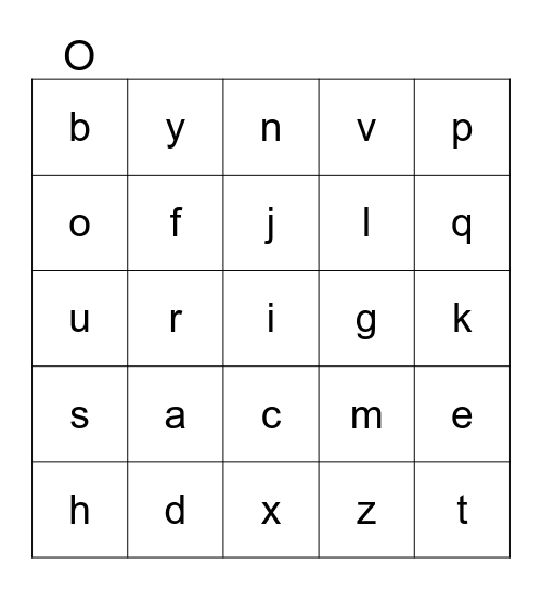 Vowel Search  Bingo Card
