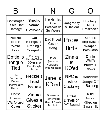 Dukura Bingo Card