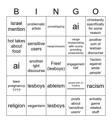 Everskies Bingo Card